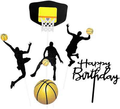 Топпер для торта, топпер для баскетбольного торта, акриловый топпер для кекса с днем рождения