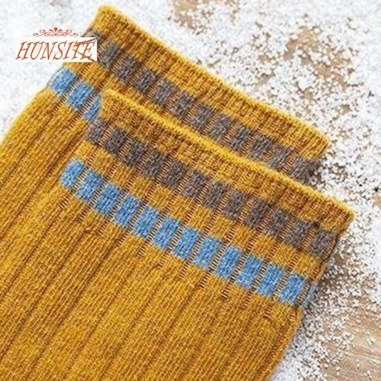 1 пара женских осенне-зимних носков, однотонные, средней длины, толстые, теплые, без запаха, эластичные, противоскользящие, полосатые женские носки до середины икры, впитывающие пот