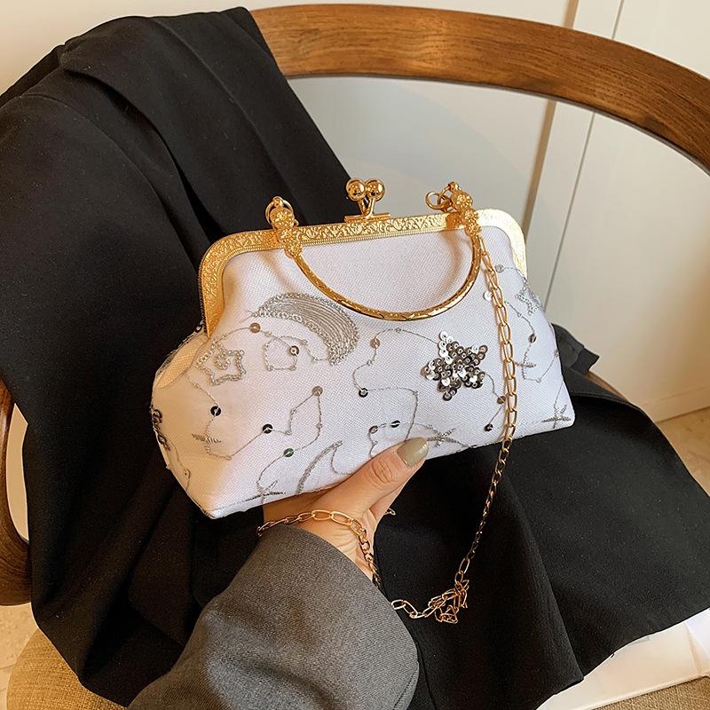Fashionable Texture Embroidery Dinner Handbag for Dinner New Chinese Style Shoulder Bag Crossbody Bag Women's Bag Trendy