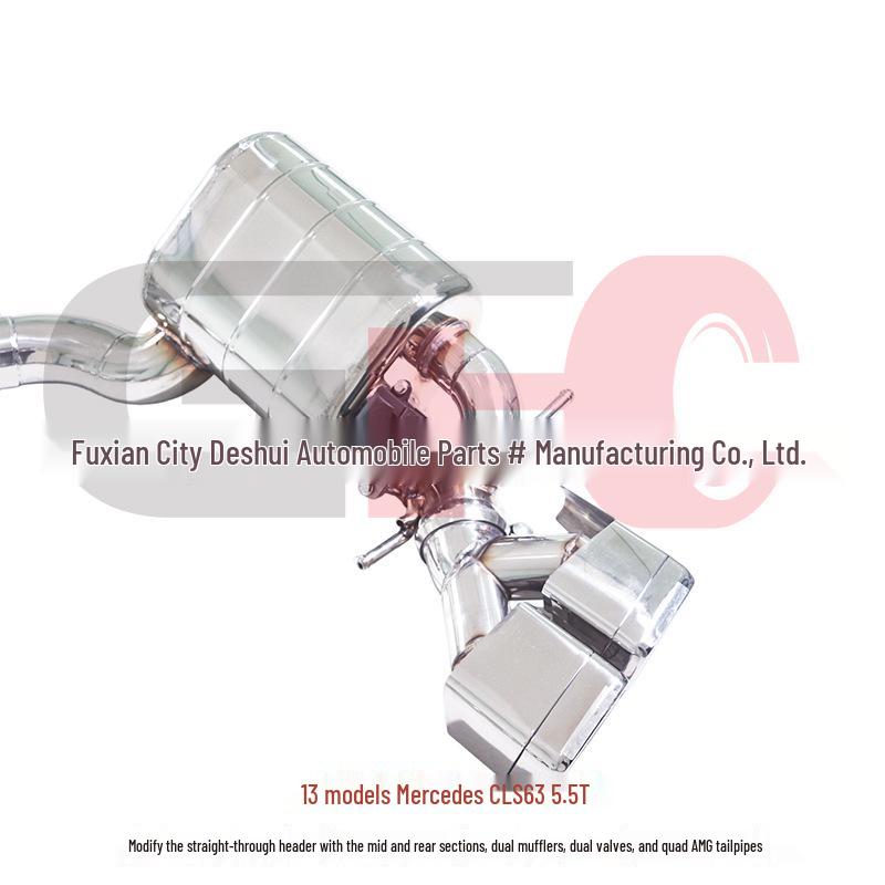 Mercedes CLS63 5.5T AMG GFC Straight-Through Header with Dual-Valve Muffler and Quad Exhaust Tips.