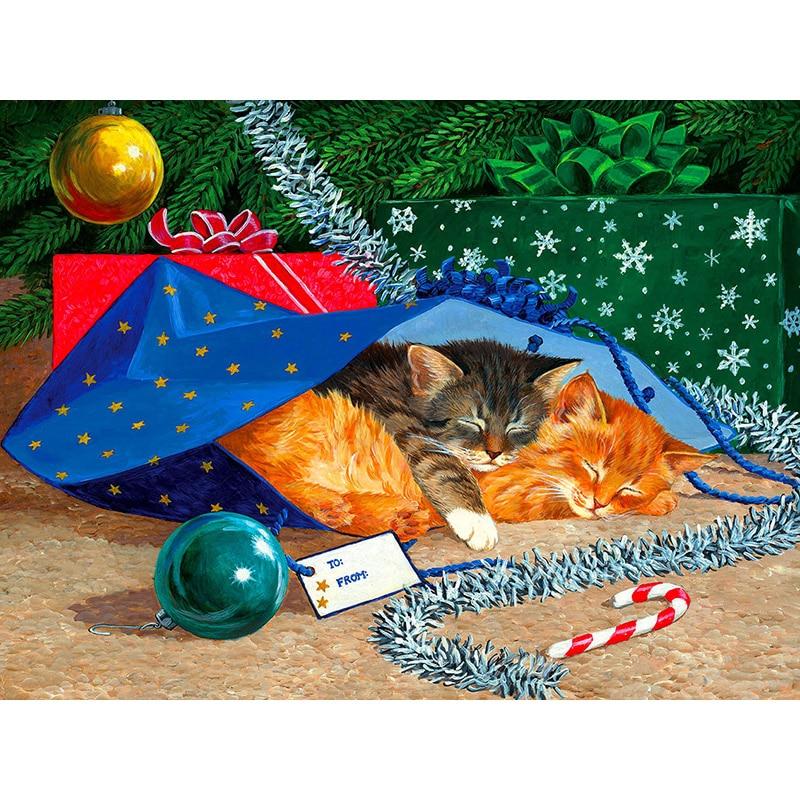 5D DIY Diamond Painting Cute Cat Diamond Embroidery Animal Flowers Cross Stitch Full Square Round Drill Home Decor Manual Gift