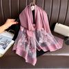 Luxury Silk Shawl Scarf for Women Design Embroidery Flowers Hijab Wraps Bufandas Female Headkerchief Fouloud Echarpe