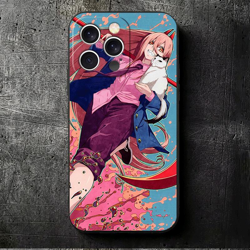 Аниме Персонаж Сила CSM Мягкий Чехол для Телефона для iPhone 16 16E 17 Air 15 Pro Max 14 Plus 13 Mini 11 12 7 Черный Чехол Задняя Панель