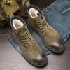Модные мужские высококачественные рабочие ботинки, брендовые ковбойские сапоги с толстой подошвой, высокие нескользящие теплые повседневные ботинки, кожаные ботинки со шнуровкой и круглым носком