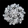 Crystal Silver Flower Brooch - Elegant Autumn/Winter Women's Accessory for Scarves and Corsages