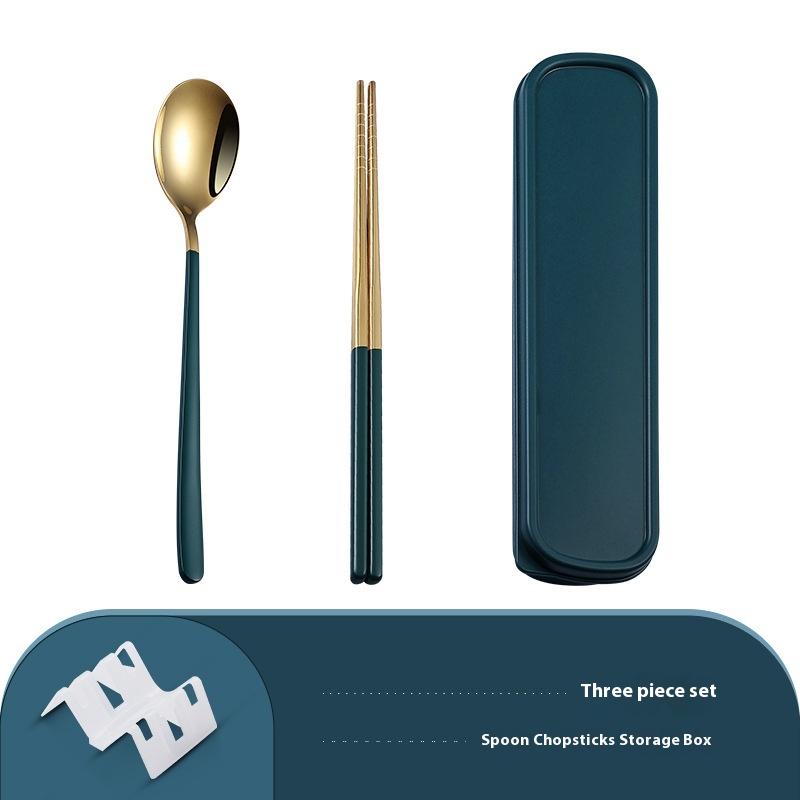 Нержавеющая сталь портативная столовая посуда корейские ложки палочки для еды вилки набор студенческий офисный рабочий походная дорожная посуда кухня