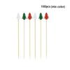 100Pcs/set Disposable Christmas Fruit Sticks Bamboo Skewer Fork Christmas Toothpicks  Dessert