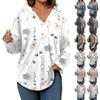 Women's Fashion Hoodies V Neck Long Sleeve Floral Printed Drawstring Casual Loose Pullover Tops
