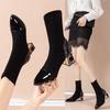 Fashion Boots Thick Heel Rhinestone Splicing Lady Martin Boots Autumn and Winter New Women's Boots British Style Short Boots