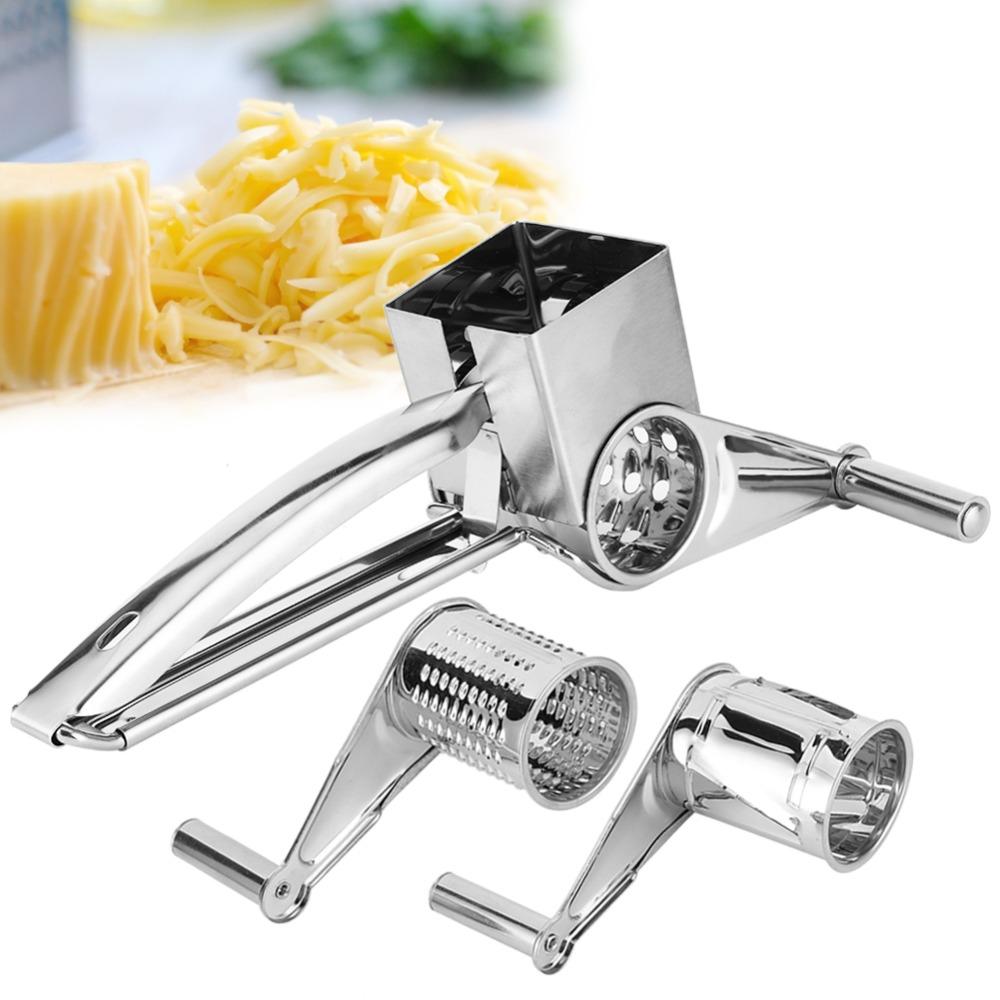 Silver Hand Crank Cheese Grater Stainless Steel Cheese Shredder Tool Cheese Cutter Slicer Kitchen