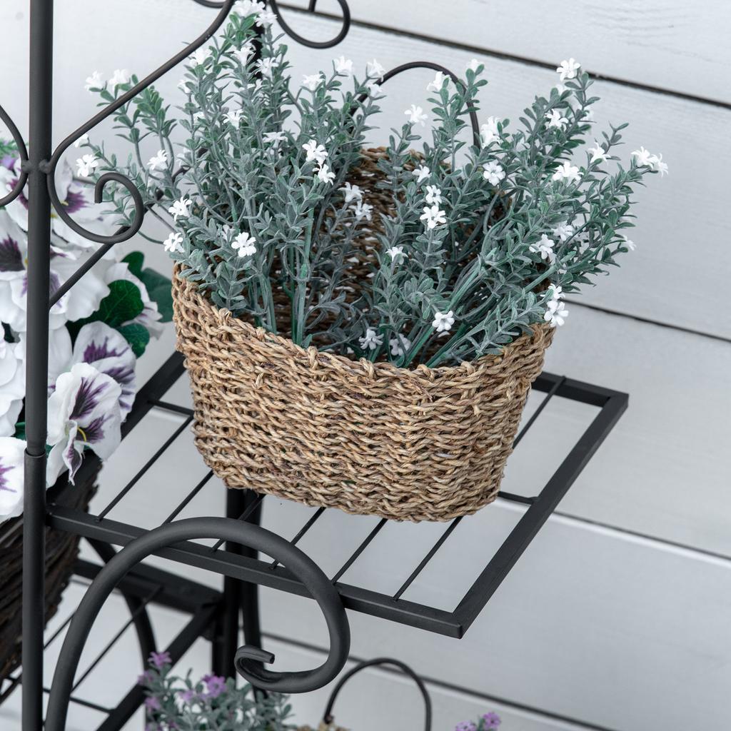 Flower Stand Flower Shelf Made of Metal 4 Tiers Plant Shelf Flower Staircase Flower Stand for Indoor and Outdoor Garden Balcony Black 45 x 24.5 x 80