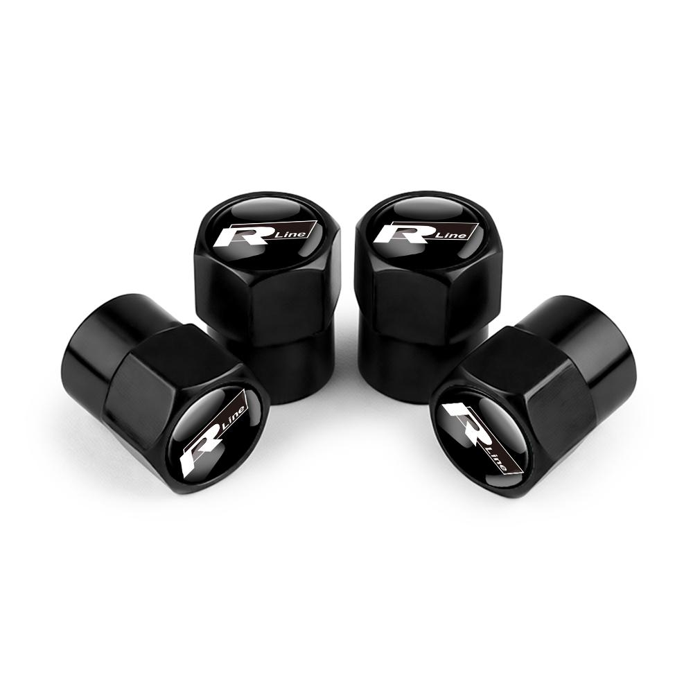 4Pcs Car Metal Wheel Tire Air Valve Dust Caps Accessories With Logo For Volkswagen Golf Rline Passat GTI Sagitar Scirocco Tiguan
