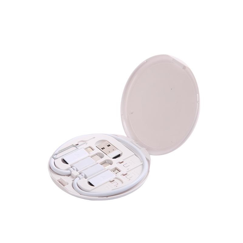 Кабель для быстрой зарядки мощностью 60 Вт, кабель USB для передачи данных 3 в 1 с футляром для хранения, многофункциональный USB-адаптер для зарядки, совместимый с Lightning Type-C