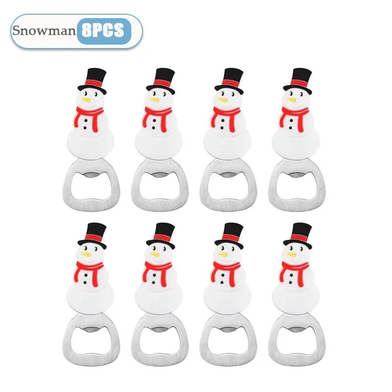 1-10PC Christmas Magnetic Bottle Opener Santa Claus Beer Eagle Silicone Fridge Magnet Kitchen Tool Holiday Gift Party Home Decor