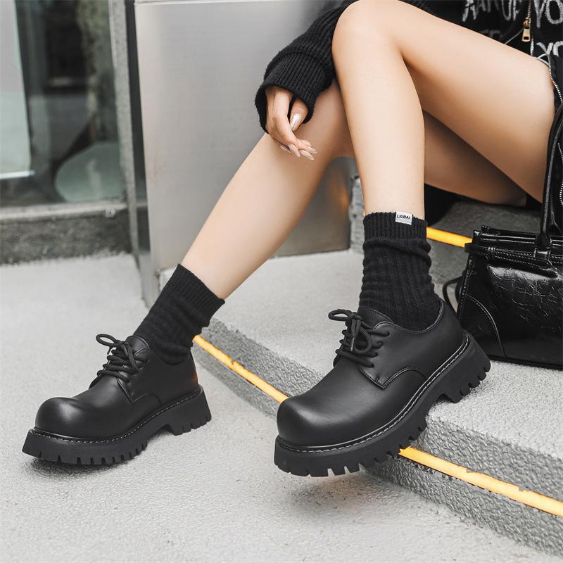 Белые кожаные туфли пара дышащие низкие мартинсы в британском стиле на толстой подошве увеличивающие рост повседневные туфли-маффины 1330-X