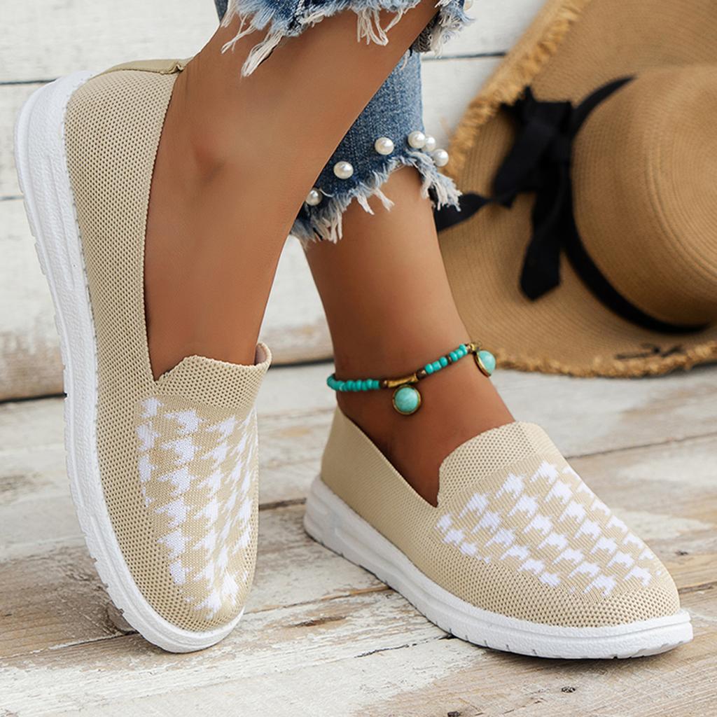2024 Mesh Breathable Women's Flats Stretch Knitted Loafers Shallow Moccasin Flats Shoes Women Sneakers Cozy Slip On Female Shoes