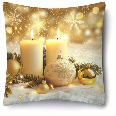 Home Decor Christmas Decorative Pillows With Sparkling Ornaments Pattern Cushion Cover Suitable For Sofa Bedroom Car Pillow