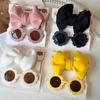 Children Headwear Glasses Set Solid Soft Bowknot Head Bands Girls Lace Barrette Retro Sunglasses Kids Hair Clip Hair Band Sets