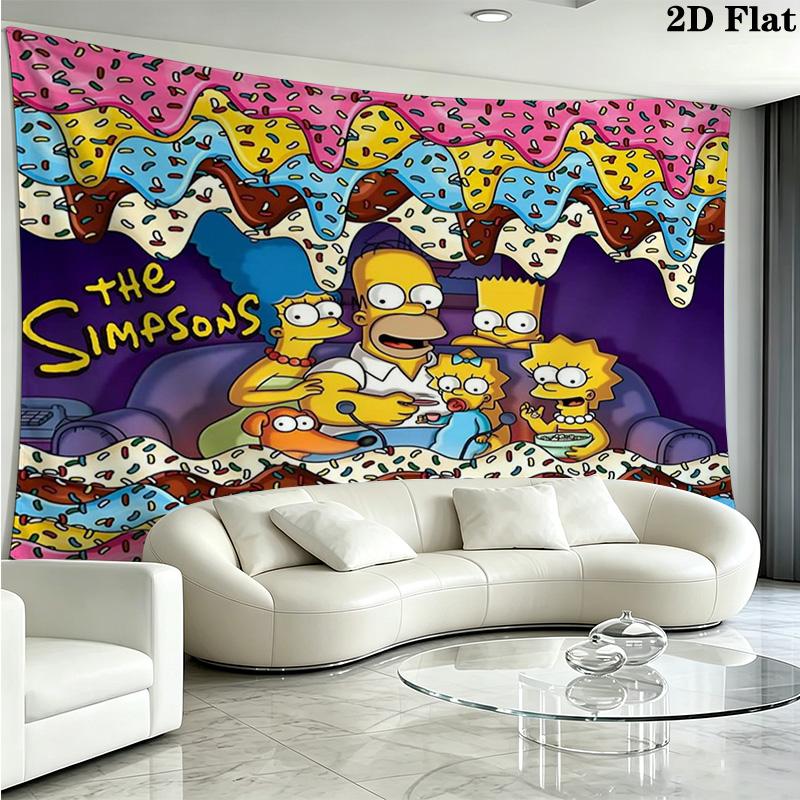 Simpsons Family Wall Tapestry Aesthetic Wall Hanging Printed Fabric Blanket Decorative Tapestries for Bedroom Living Room Home Decor