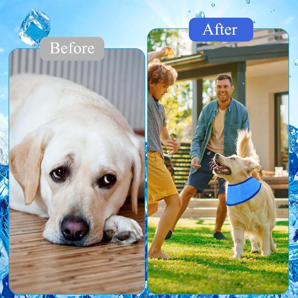 New Adjustable Dog Cooling Bandana Breathable Pet Safe Ice Scarf Reusable Lightweight Pet Cooling Scarf Dog