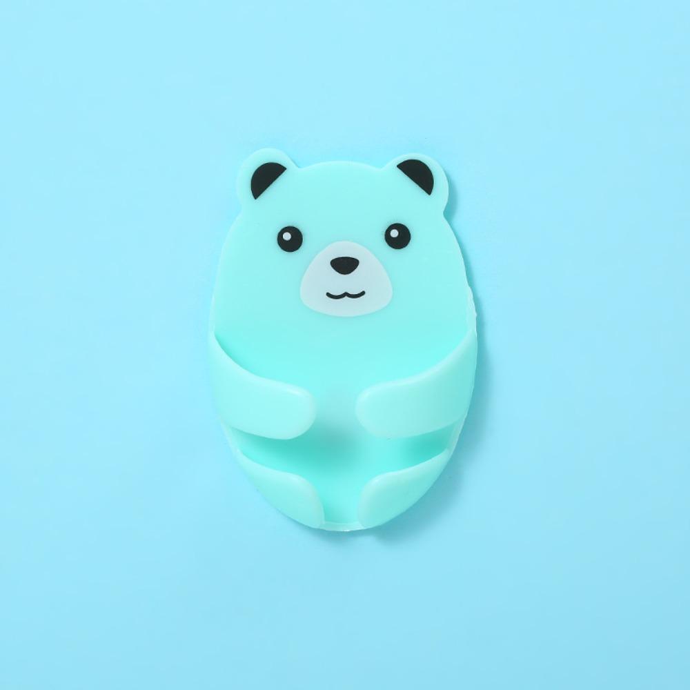 Мультяшный самоклеящийся настенный крючок для хранения без пробивания отверстий, многоцелевой держатель для вилок в виде медведя, органайзер для кабелей, ванная комната