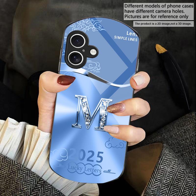 Градиентный желтый letter M Для iPhone 17 16 15 14 Pro 13 Plus 12 mini 11 Pro Max XR X S 7 8 Эллиптический закаленный стеклянный чехол для телефона
