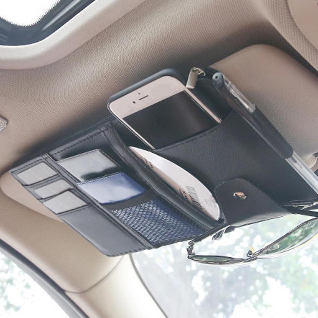 Сумка для хранения автомобильного солнцезащитного козырька из искусственной кожи, очки, билет, органайзер для мобильного телефона