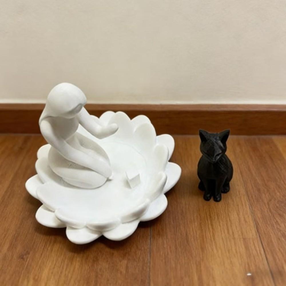 Creative Girl And Cat Statue 3D Printed Lotus Cat Sculpture Collection Desktop Ornaments Home