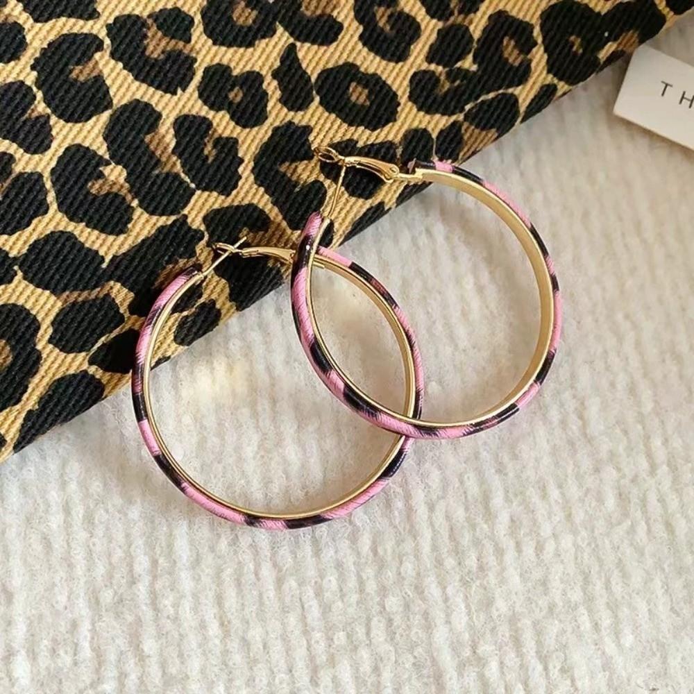 50mm Hoop Earrings Leopard Print Round Hoop Earrings Personality Fashion Hoop Earrings For Women