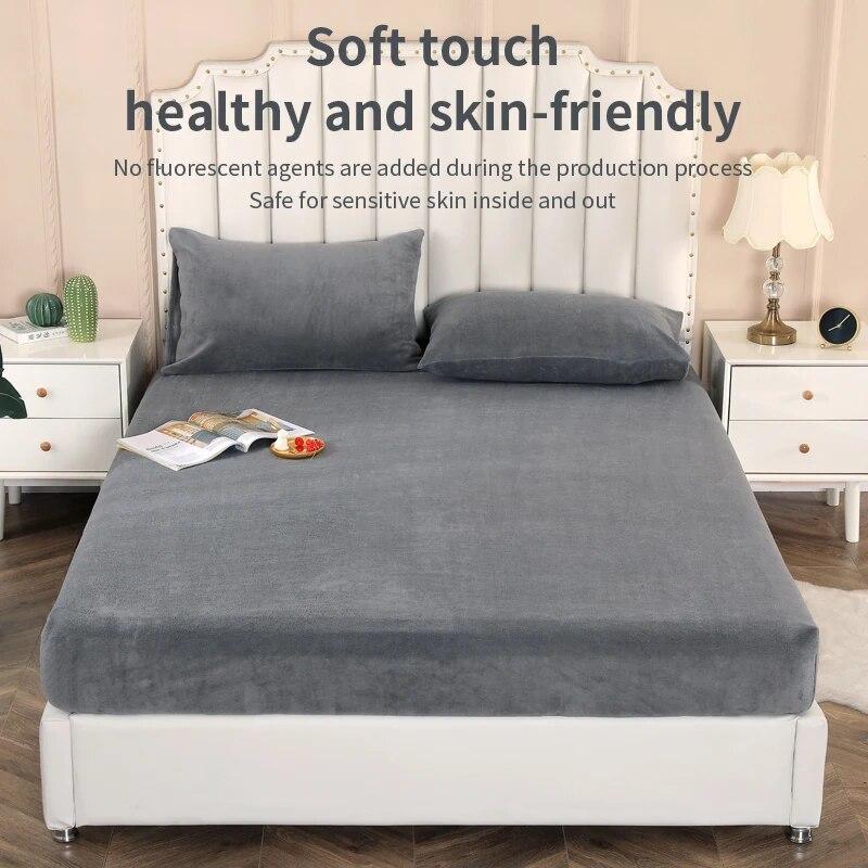 Регулируемая простыня из молочного бархата 135x190, простыня на резинке, 160x200, сплошной цвет, для зимней спальни