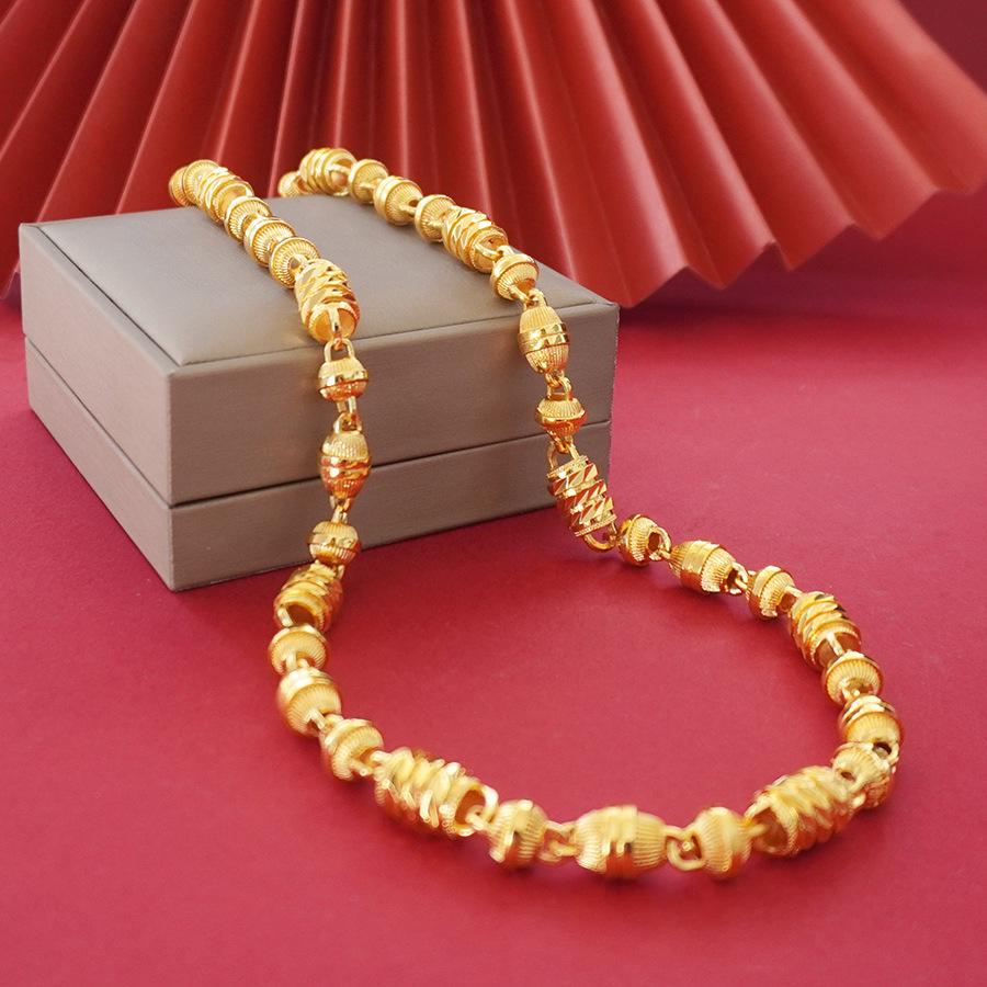 Элегантное мужское цилиндрическое колье длиной 60 см с головой дракона из песочного золота, дизайн высокого класса.