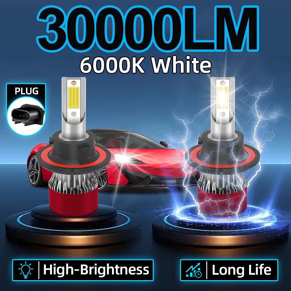 2 шт. H13 светодиодные лампы для фар автомобиля DC12V-24V 30000Лм Чипы COB С турбовентилятором Мини-фара