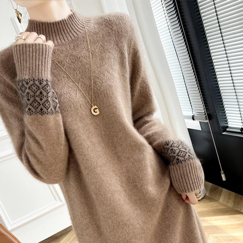 Женское кашемировое платье Qinghe кашемир 30% кашемир 70% шерсть осенне-зимняя кашемировая юбка мягкая и теплая