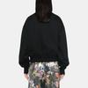 Y-3 Однотонный свитшот с рубчатым круглым вырезом и длинными прямыми рукавами, с принтом логотипа в виде букв. Женский свитшот черный JD9789