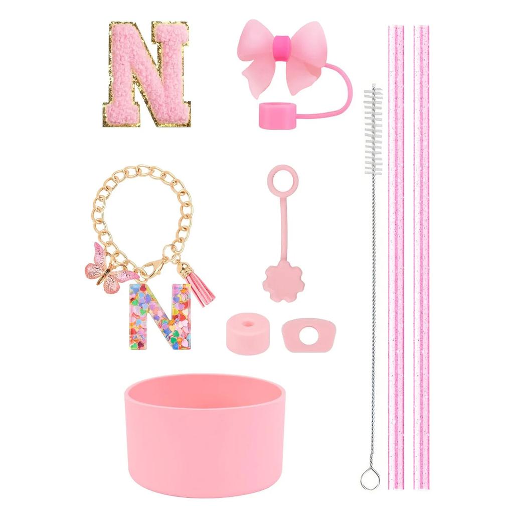 Набор из 10 аксессуаров для стакана Stanley 30 унций 40 унций: крышка для соломинки, крышка, чехол, стоппер от проливания, брелок с буквой, наклейка