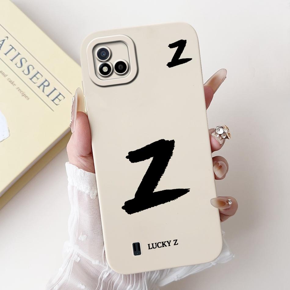 Для Realme C11 (2021) Счастливый чехол для телефона с первой буквой для Realme C11 2021 2020 RMX3231 RMX2185 Мягкий силиконовый противоударный чехол