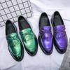 Fashion Mens Designer Casual Leather Luxury Office Purple Green Tassel Loafers Business Italian Wedding Dress Formal Male Shoes for Men