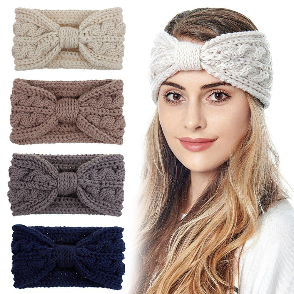 Wool Knitted Ear Warmer Hairband Headwear Women's Headband Cross Knot Hairband Head Wrap