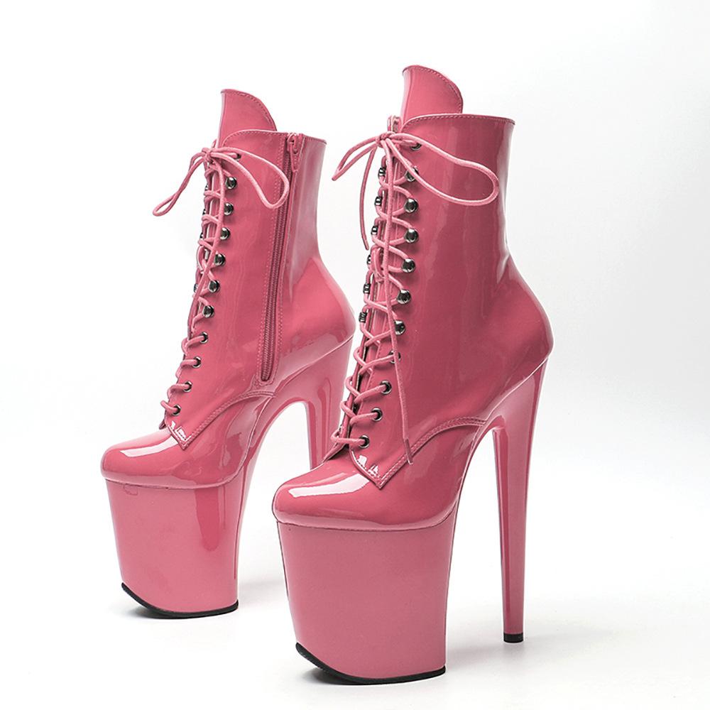 Женские низкие сапоги 20 см, сексуальные сапоги на высоком каблуке-шпильке с круглым носком, обувь для танцев на пилоне