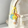 Cute White Duck With Flower Head Keychain PVC Cartoon Bag Pendant Aesthetic Key Ring Decor Backpack Accessories For Teen Girls