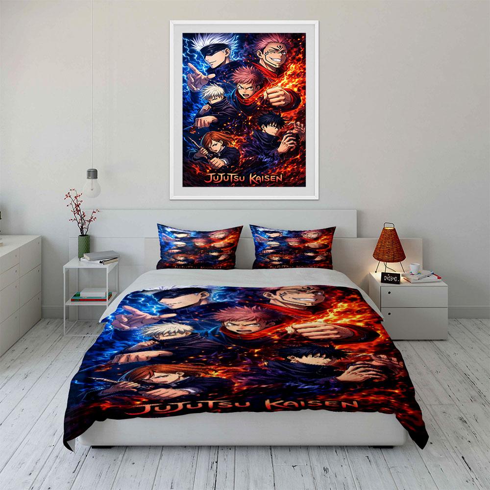 Characters with fiery effects. Bedding sets Duvet cover sets Duvet covers Pillowcases(1 * Duvet Cover 2 * Pillowcases without duvet insert)