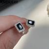 Квадратные серьги-гвоздики с черным цирконием для женщин, маленькие изысканные уникальные блестящие повседневные украшения