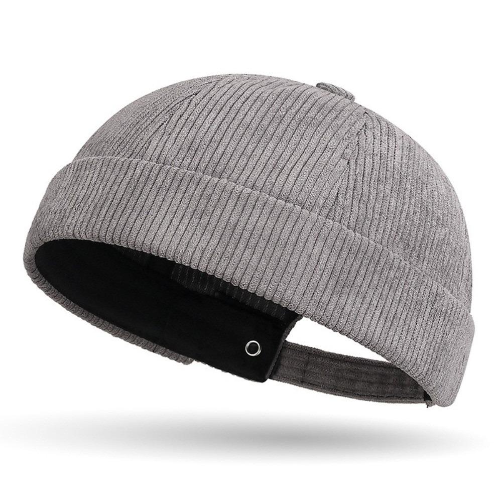 Retro Corduroy Brimless Cap Streetwear Landlord Hat Vintage Beanie Docker Caps Men Women