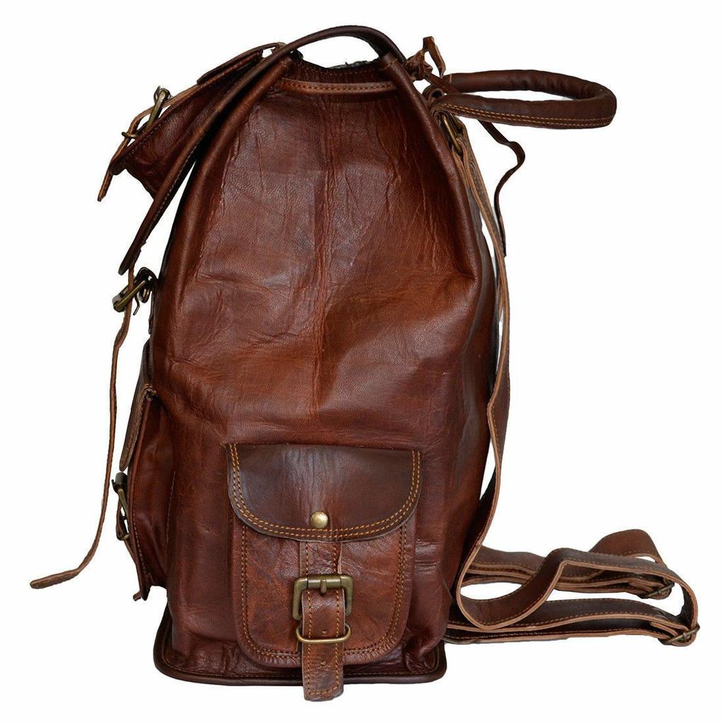 Bag Goat Leather Backpack Rucksack Laptop Vintage Brown Genuine Travel Men