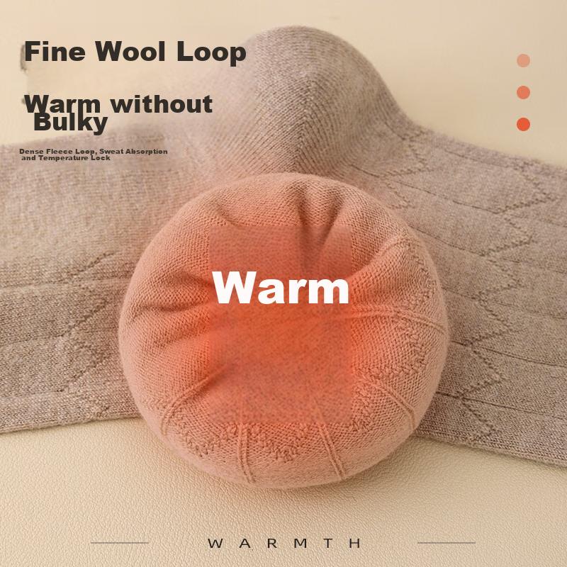 MiiOW 5 Pairs of 42% Wool Socks for Men, Wavy Wool Mid-Calf Socks, Autumn And Winter Men's Cold-Proof Warm Cotton Socks