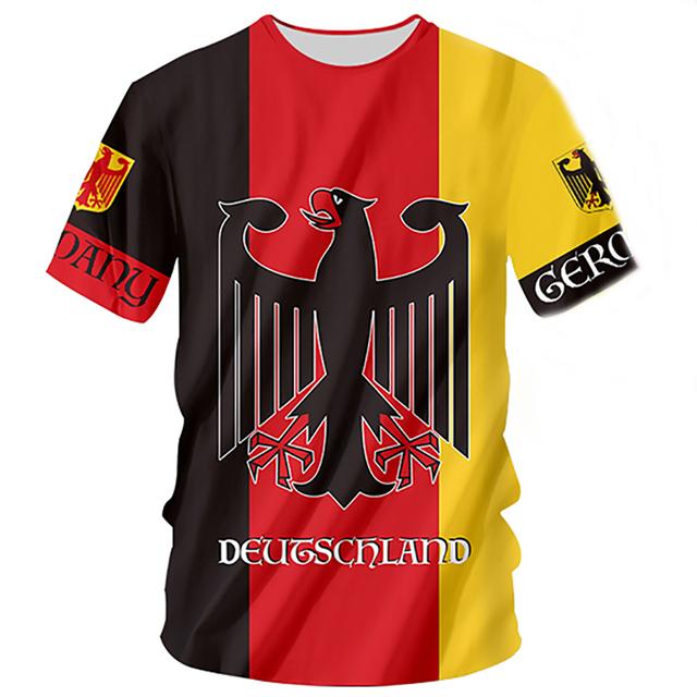 German Men's T-shirt Street Casual Top German Flag Print Oversize Shirts Street Hip Hop Harajuku Vintage Clothes O-neck Pullover