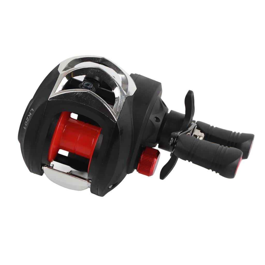 8КГ Мультипликаторная катушка Двойные герметичные подшипники Рыболовная катушка с магнитной тормозной системой Черно-красная LK201 Пластиковая шпуля с юбкой