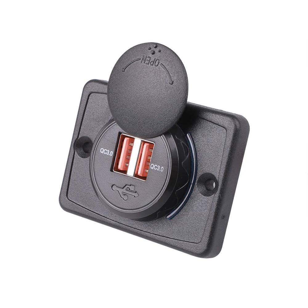 5 В/3,1 А и QC 3,0 автомобильное зарядное устройство двойной USB адаптер круглой формы водонепроницаемый разъем адаптер питания переключатель для мотоцикла RV круизного судна