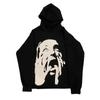 Y2K Hooded Sweatshirt Harajuku Vintage Graphic Print Punk Hoodie Sweatshirts Hip Hop Streetwear Oversized Rock Goth Pullover Top