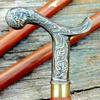 Vintage Brass Handle Wooden Walking Stick Cane – 93.98 Cm, Antique Design